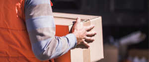 delivery man holding package